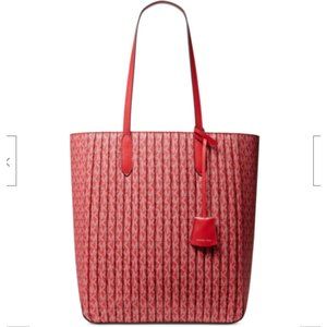NWT Michael Kors Signature Sinclair Large Pleated Crimson Red Shopper Tote $398